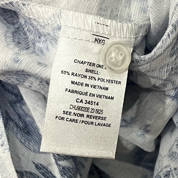 Tamara H Button‎ Down V Neck Collared Top Coverup Blue White Floral NWT Small - Picture 12 of 13